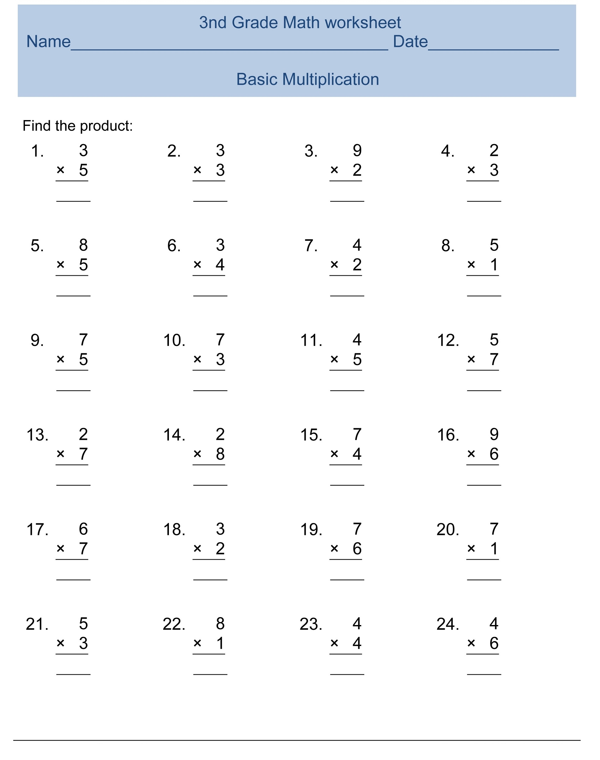 Multiplication Worksheets Grade 3 Free 3rd Grade Multiplication Worksheets Library