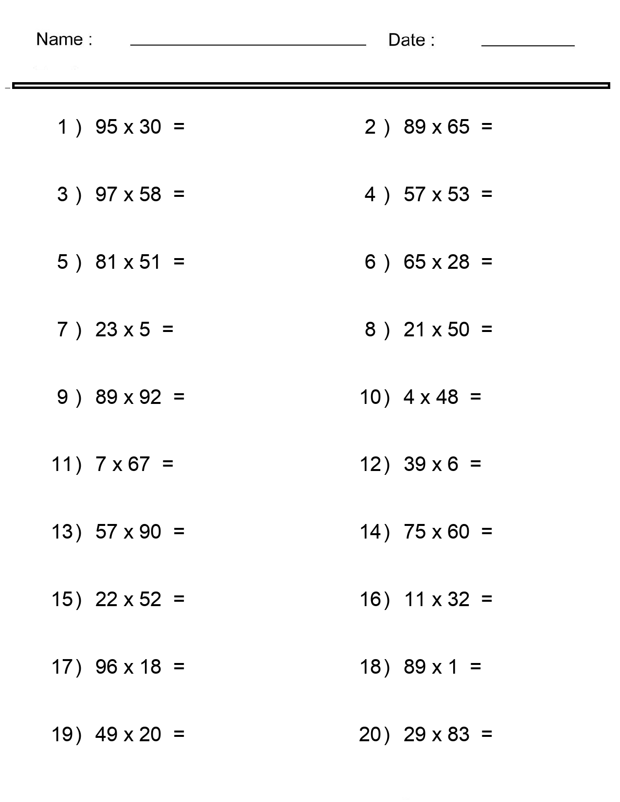 Printable Math Worksheets 6th And 7th Grade
