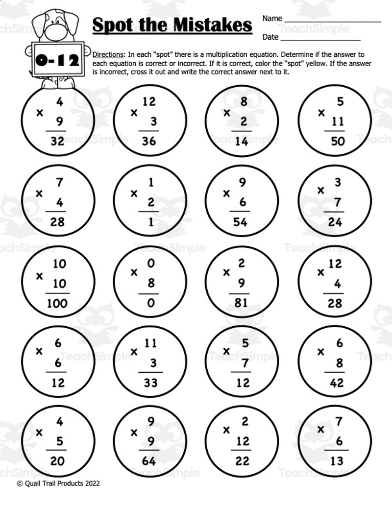Math Worksheets Printable Multiplication