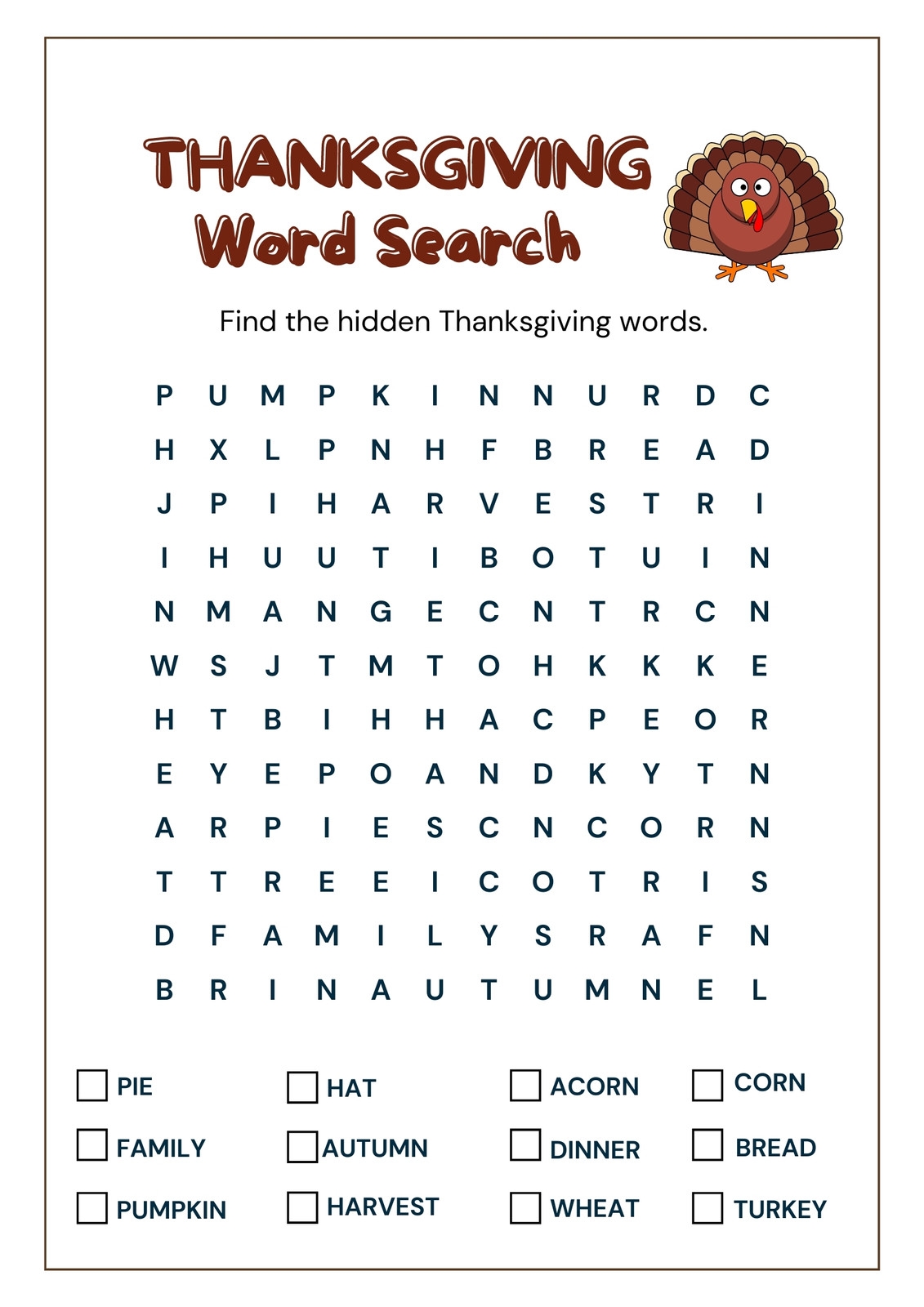 Page 2 Free Printable Thanksgiving Worksheet Templates Canva