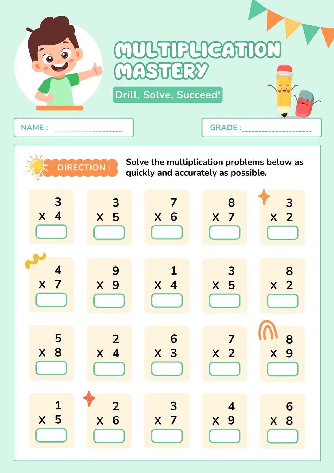 Math Minute Multiplication Sheets
