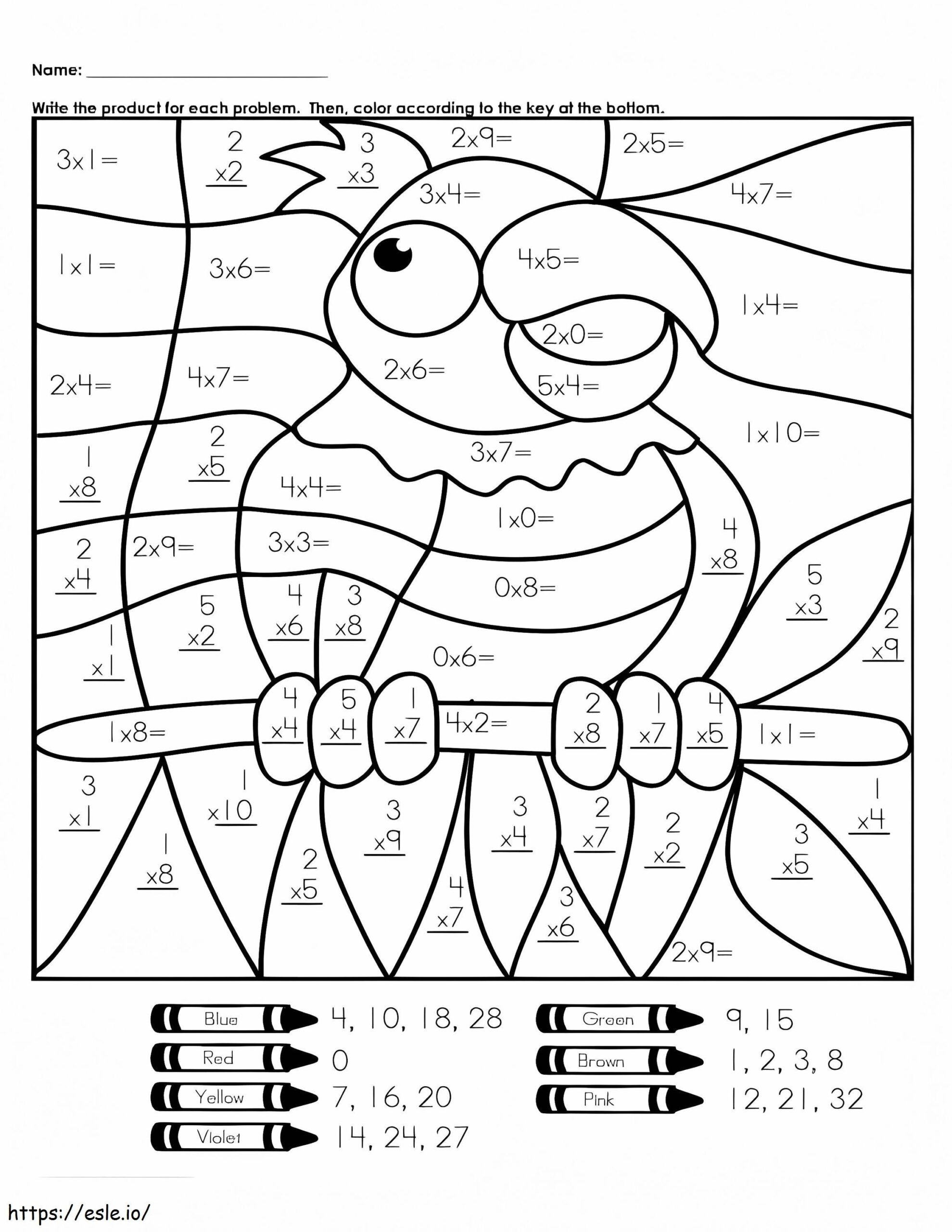 Parrot Bird Math Worksheet Coloring Page