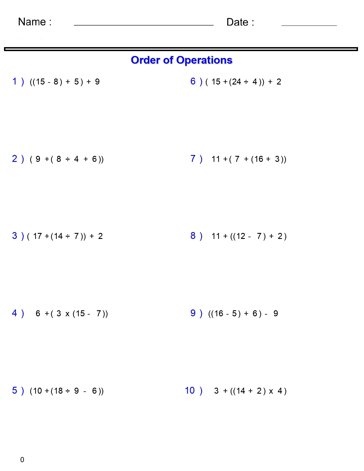 Printable Math Worksheets For 9th Grade