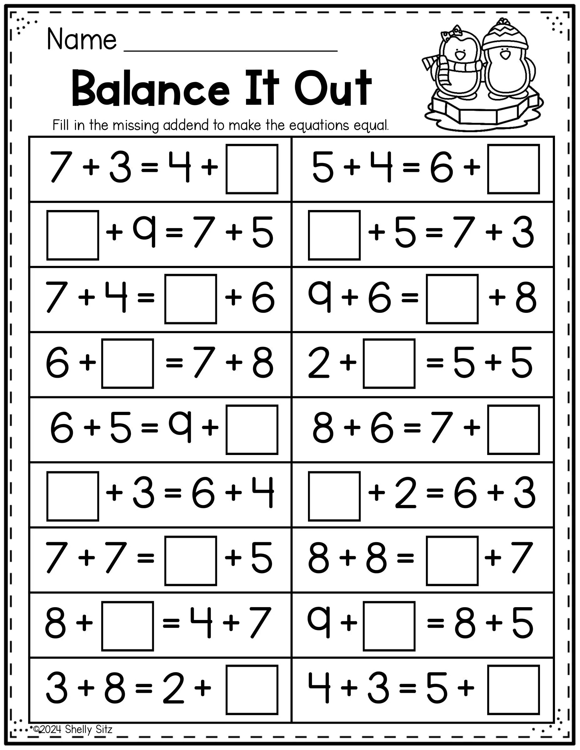 Penguin Math Freebie Second Grade Teaching Blog
