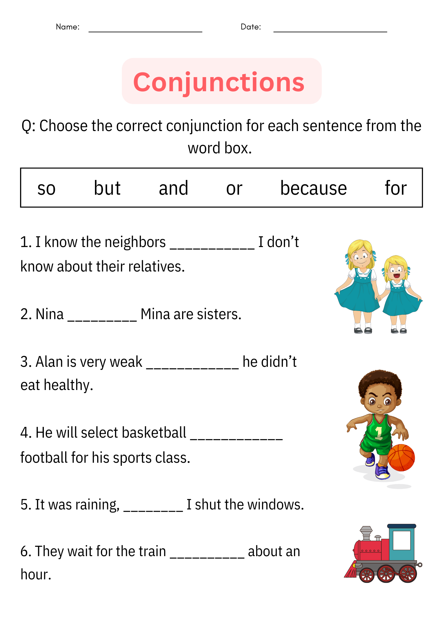 Printable Conjunctions Worksheets Posters For 1st Grade Daily Grammar Practice Made By Teachers