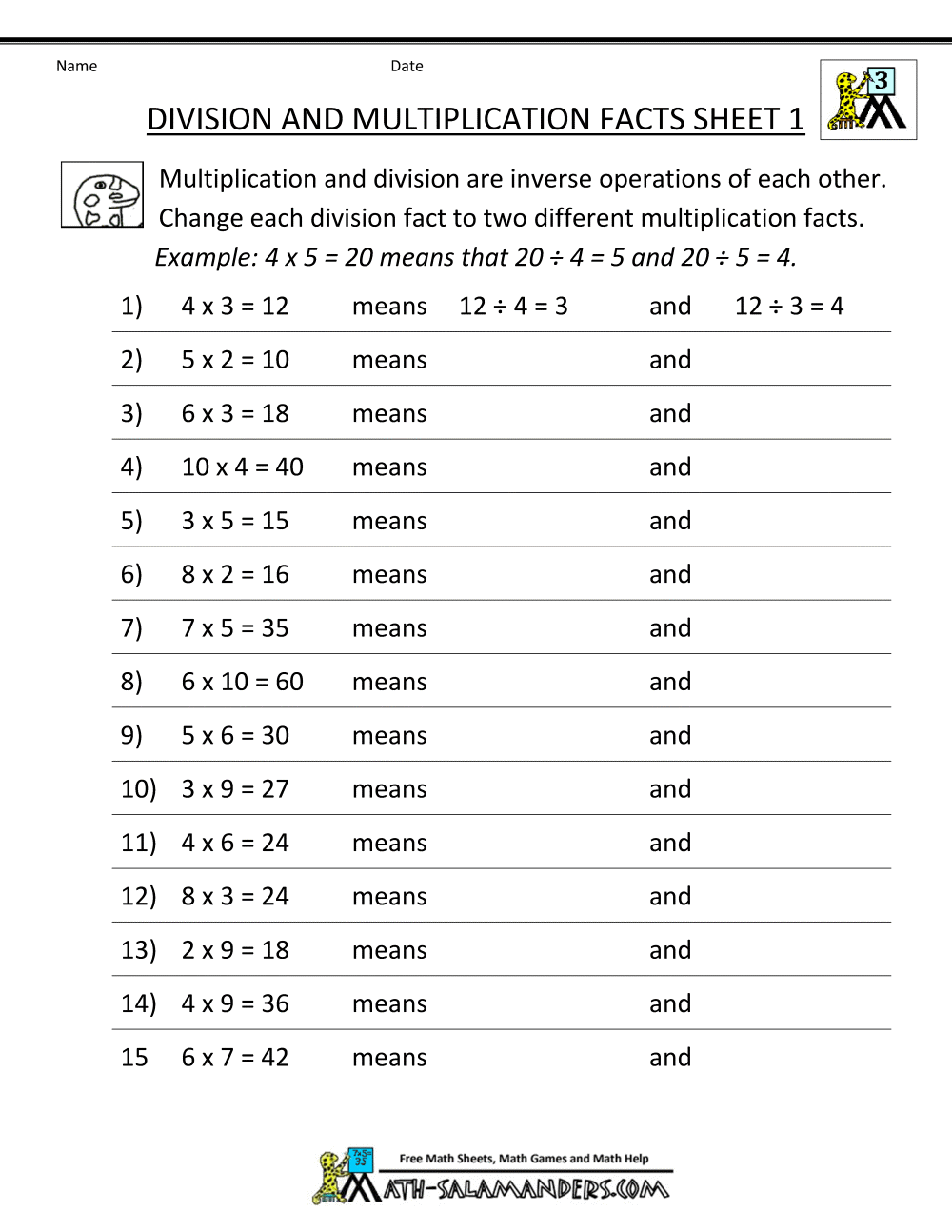 Printable Division Worksheets 3rd 4th Grade