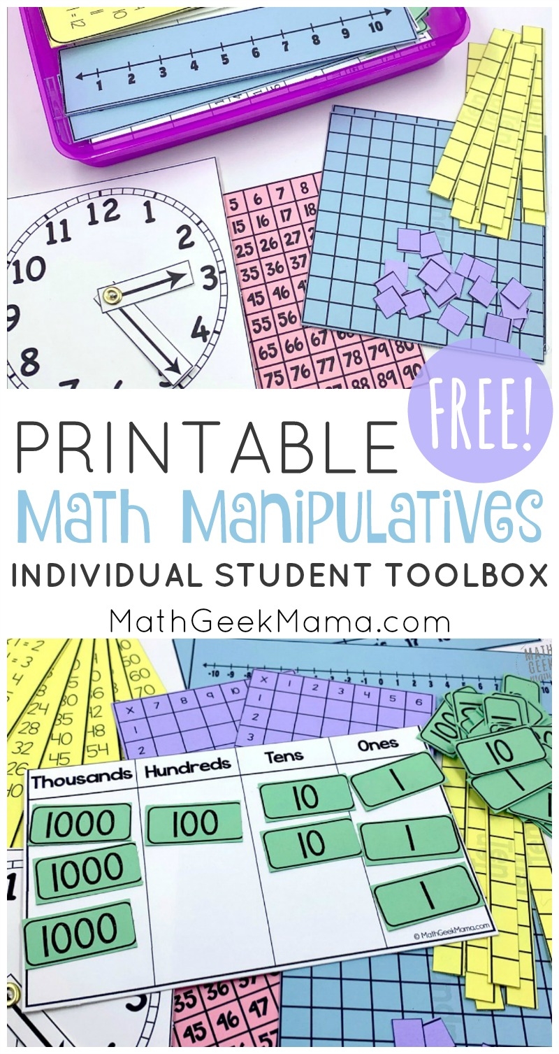 Printable Math Manipulatives FREE Download