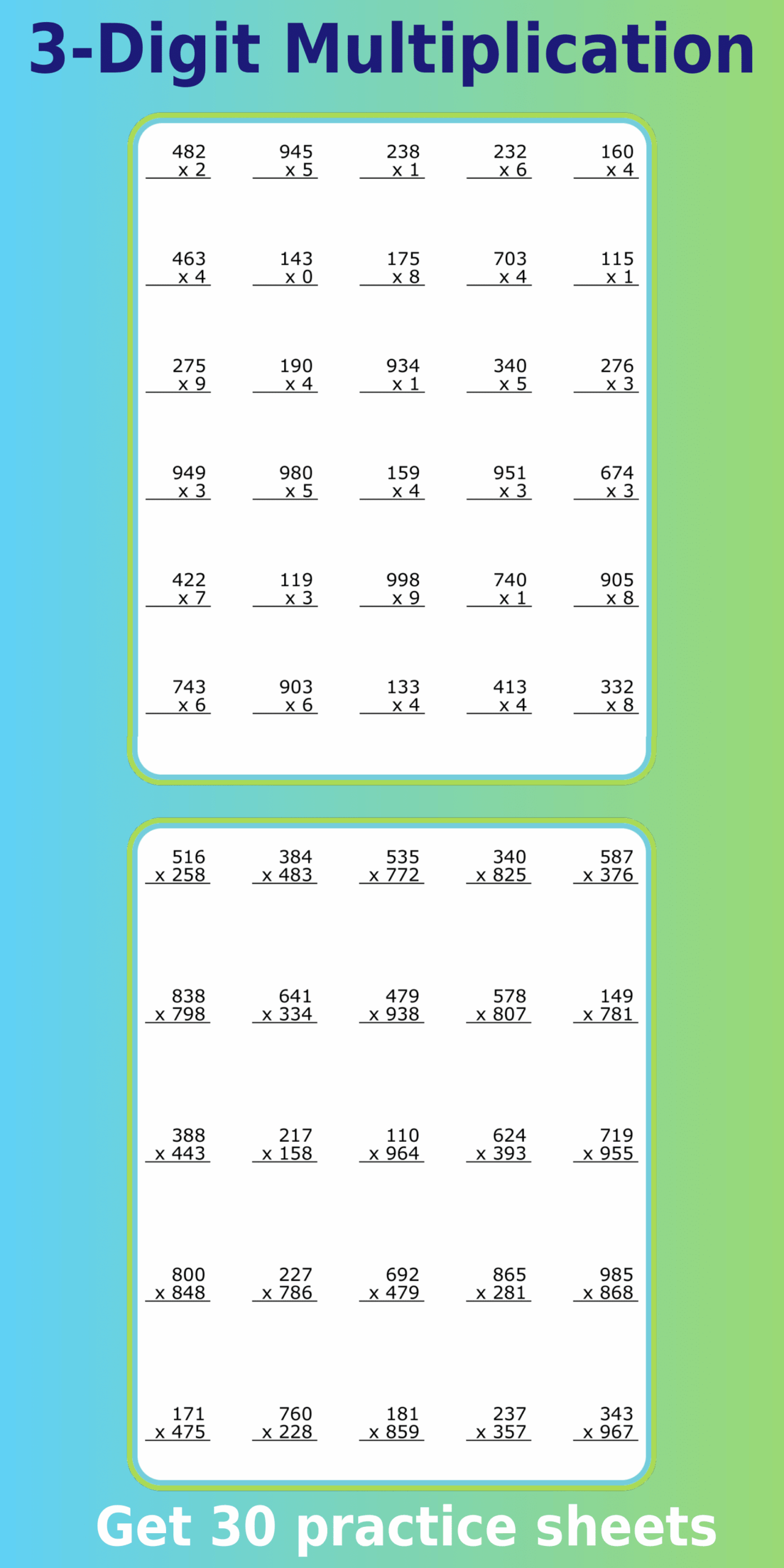 Printable Math Practice Unlimited Worksheets