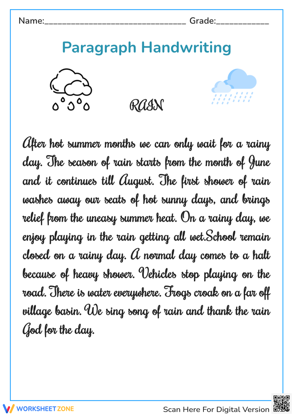 Printable Paragraph Worksheets