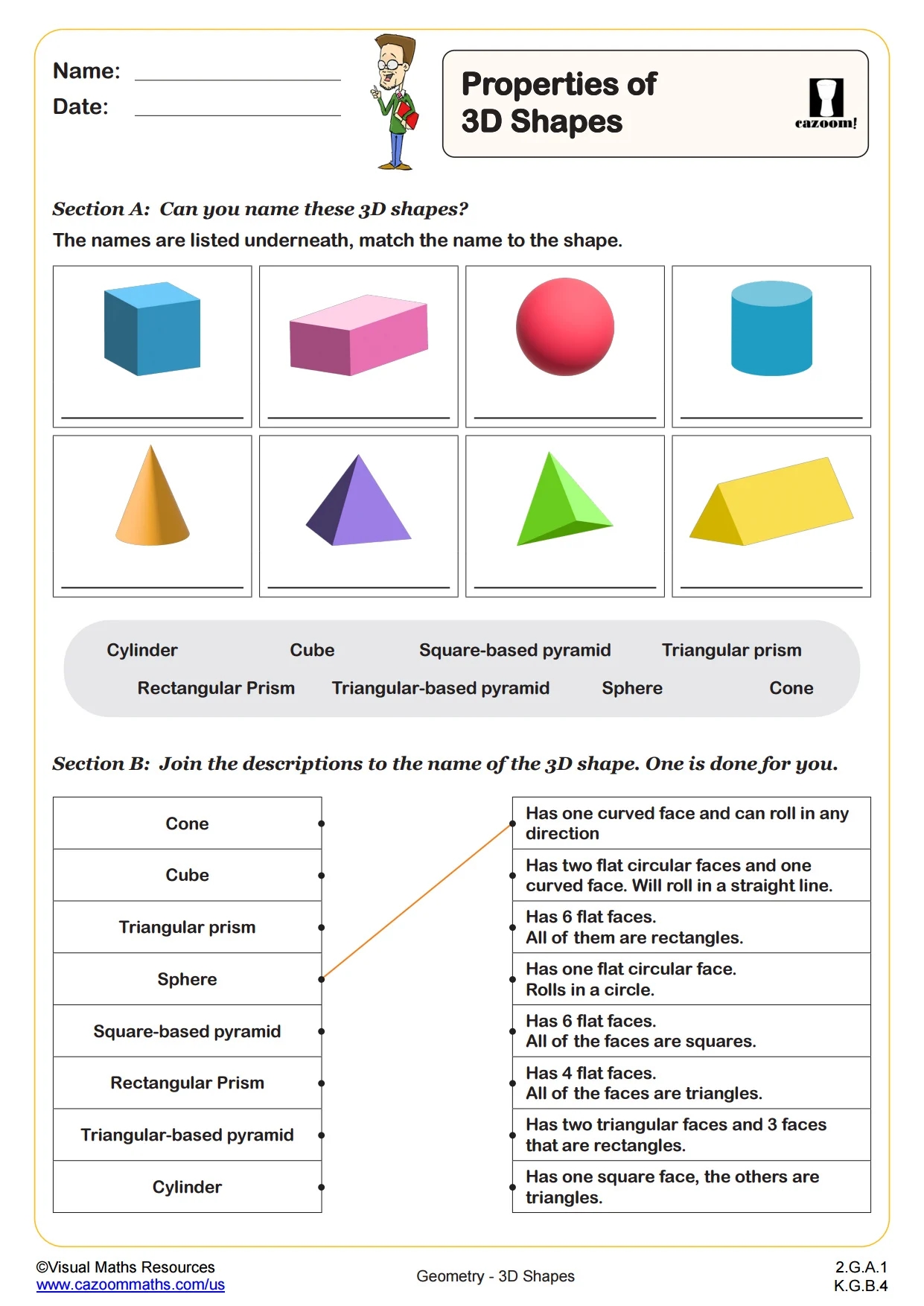 Properties Of 3D Shapes Worksheet PDF Printable Geometry Worksheets