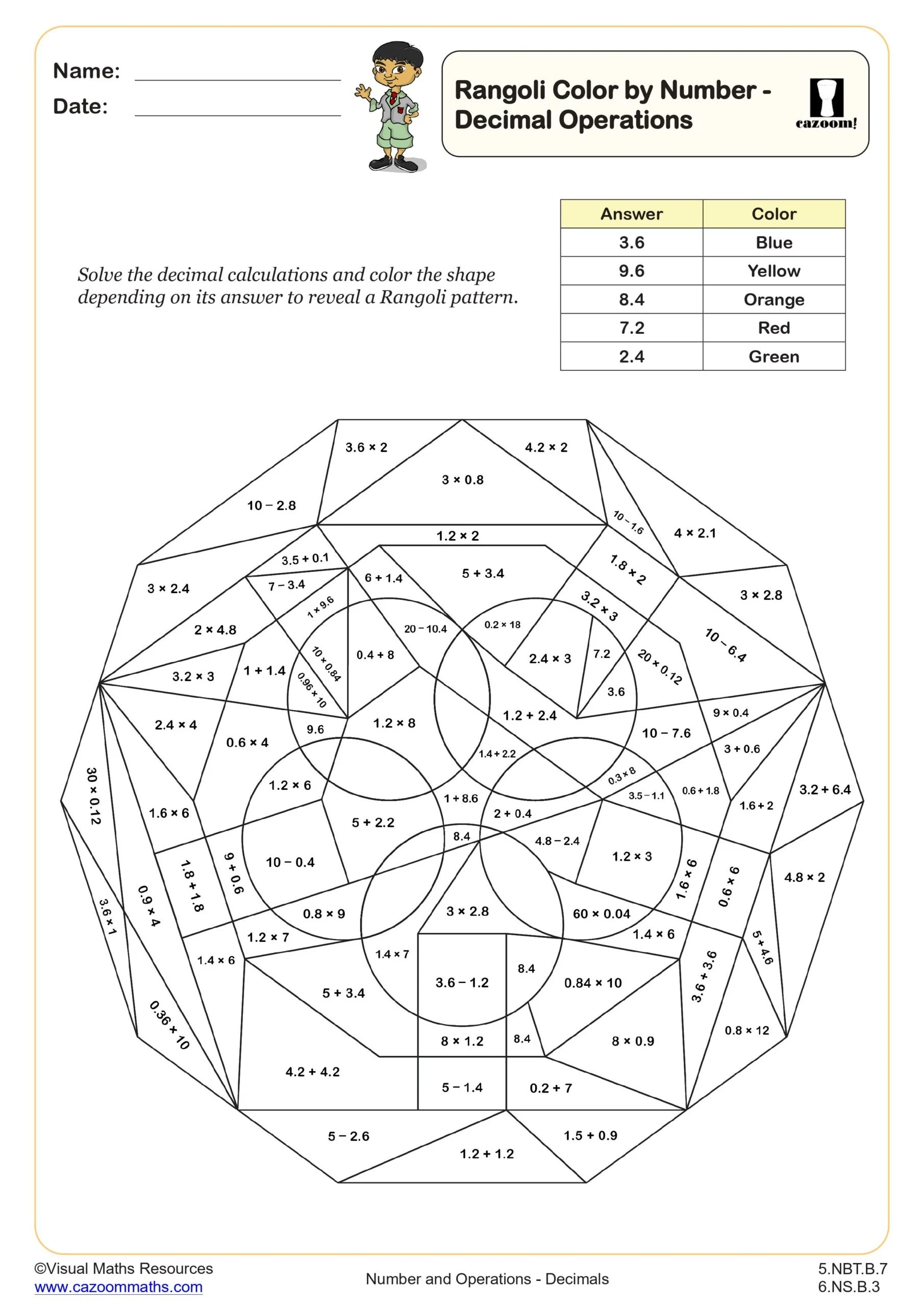 Printable Math Coloring Worksheets 4th Grade