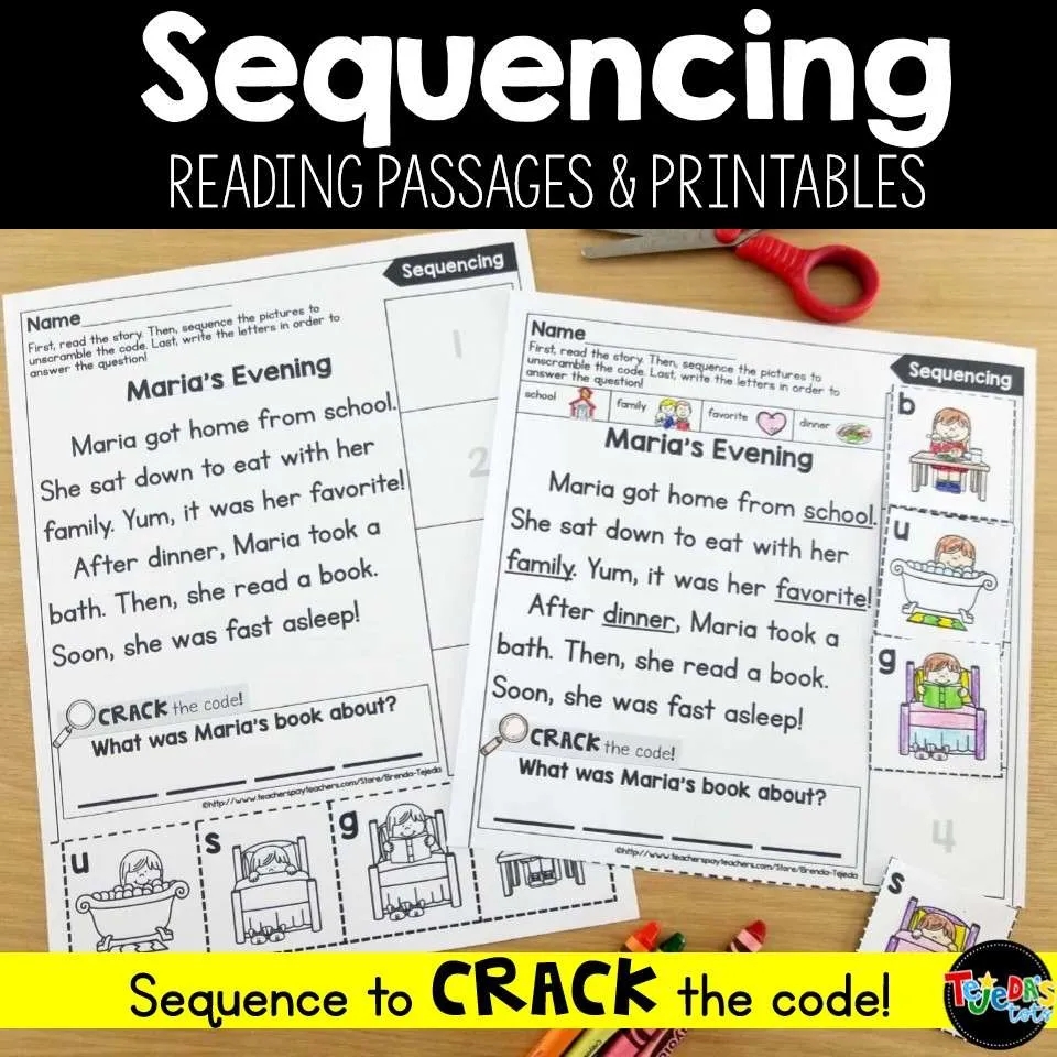 Reading Comprehension Passages And Worksheets For Teaching Sequencing 1st Grade Tejeda s Tots