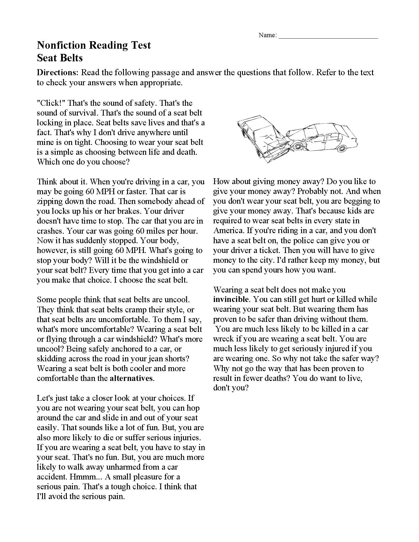Free 8th Grade Reading Worksheets Printable