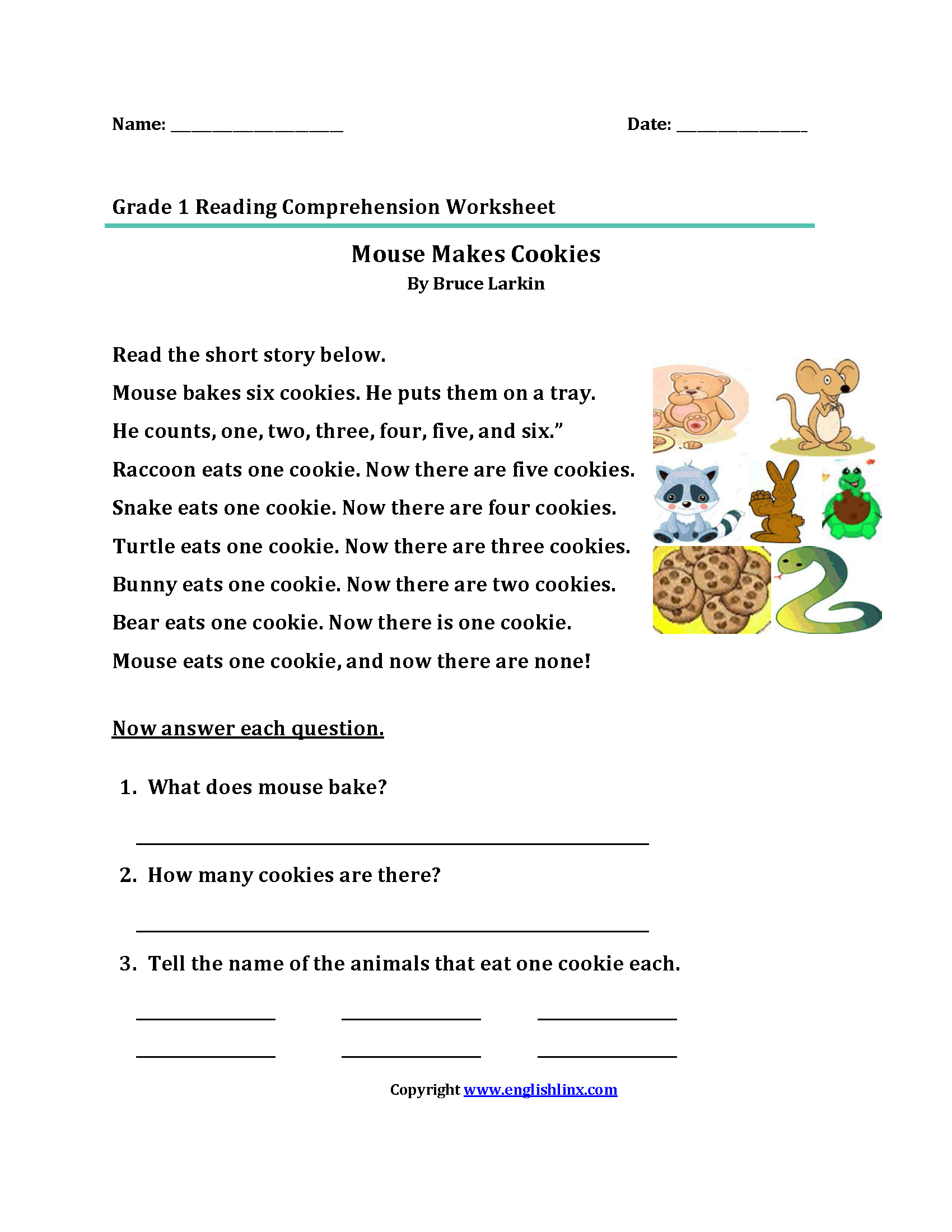 Free Printable Reading Worksheets For Grade 1