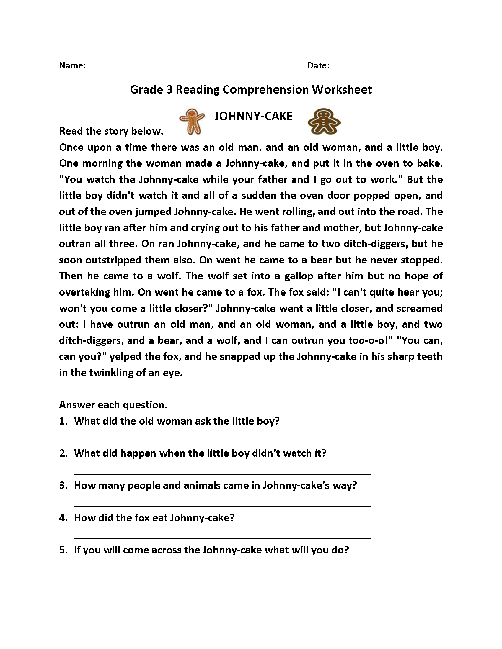 Reading Worksheets For 3rd Graders Worksheets Library