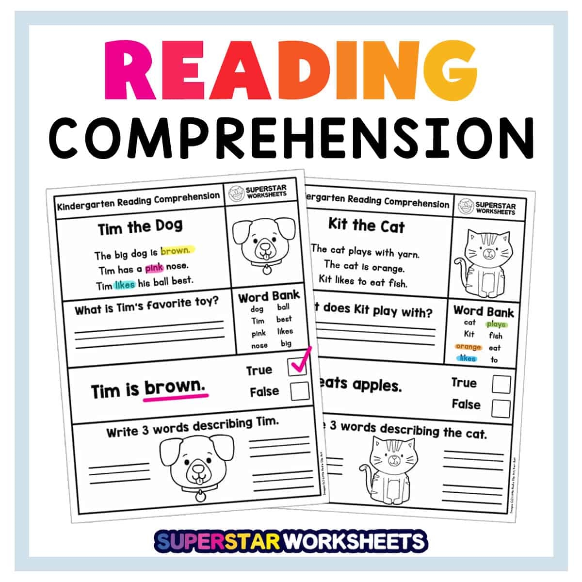 Reading Worksheets Superstar Worksheets