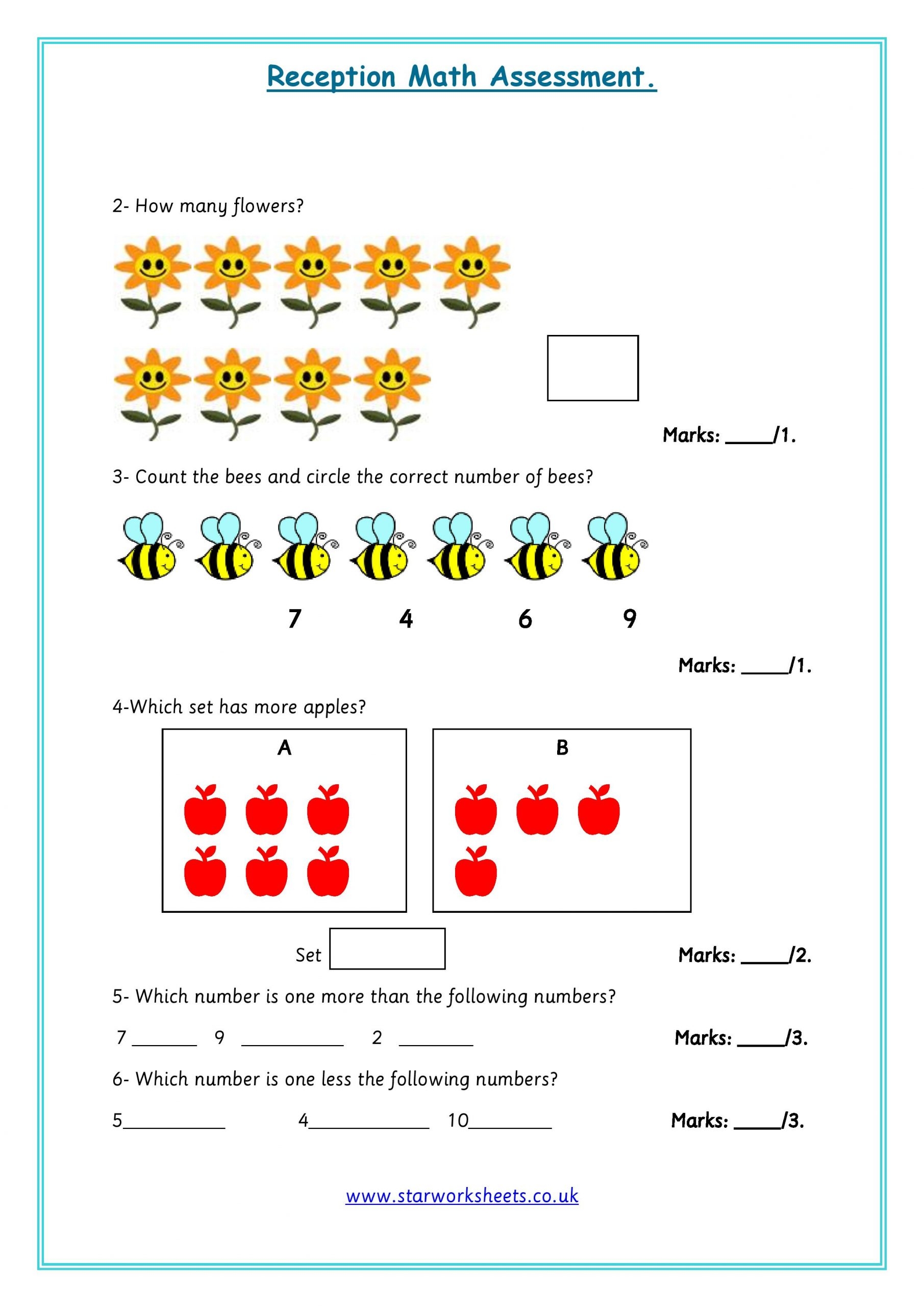 Reception Maths Assessment 