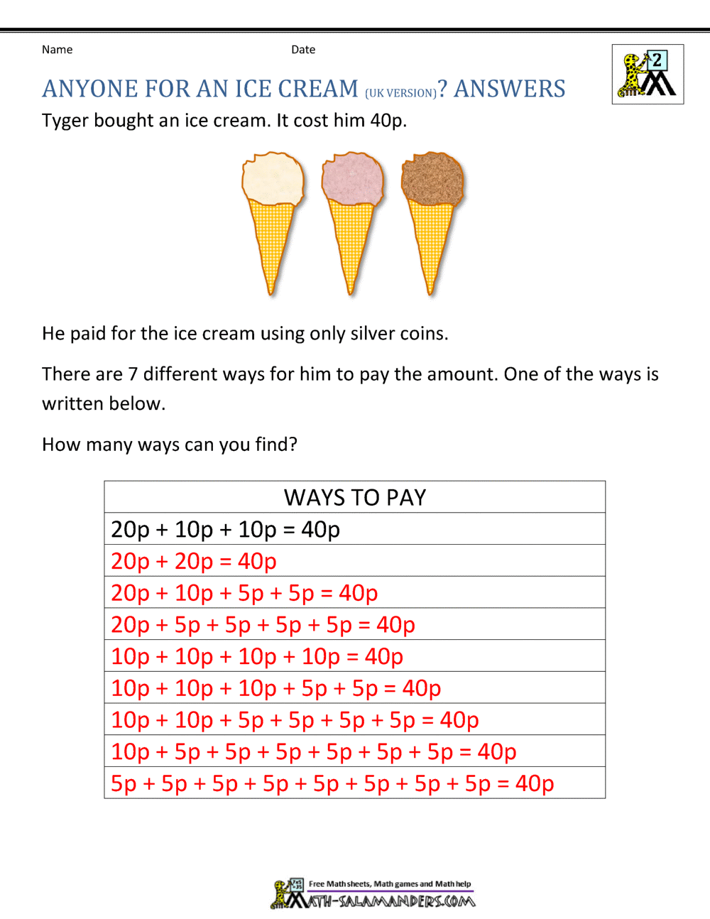 Free Math Worksheets Printable For 8th Grade
