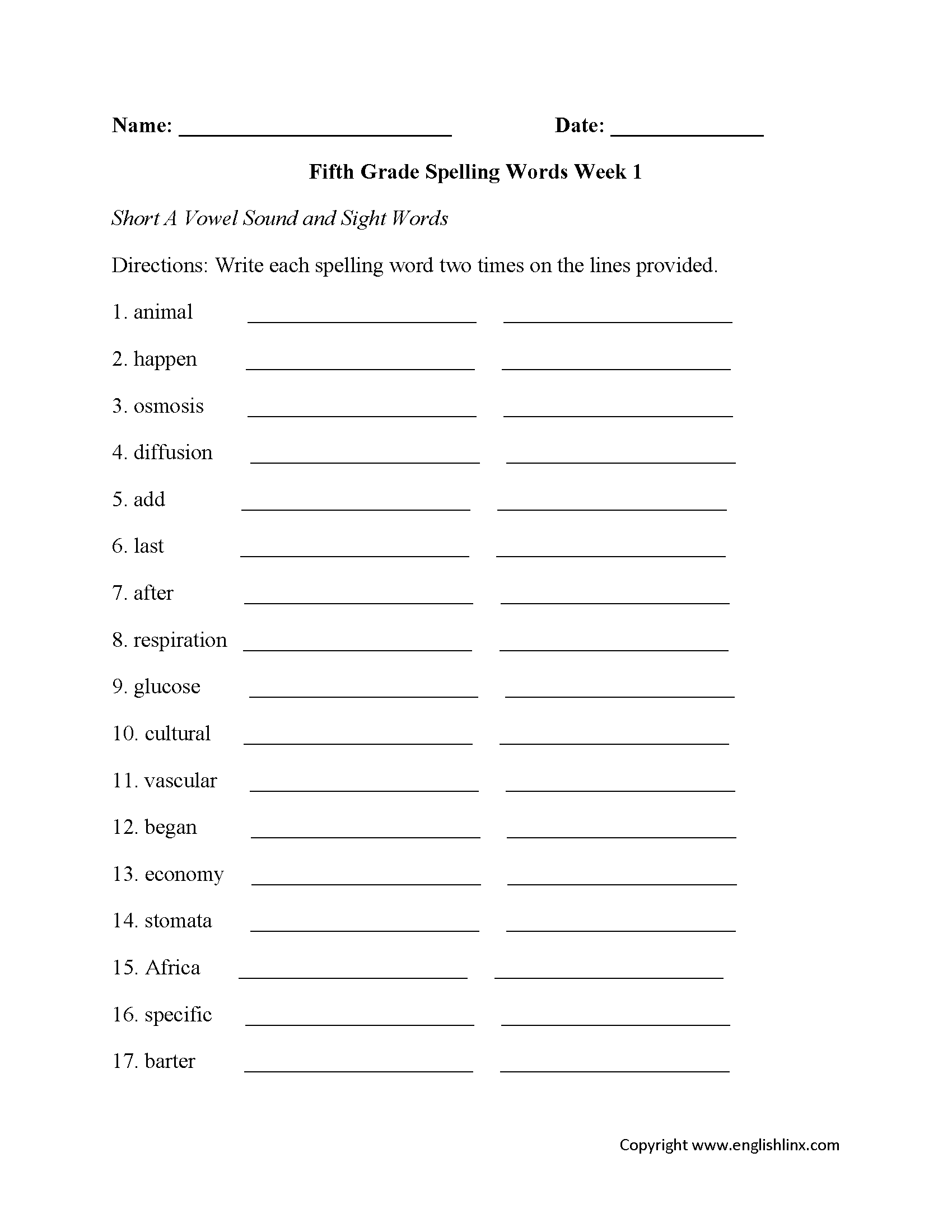 5th Grade Printable Worksheets Free