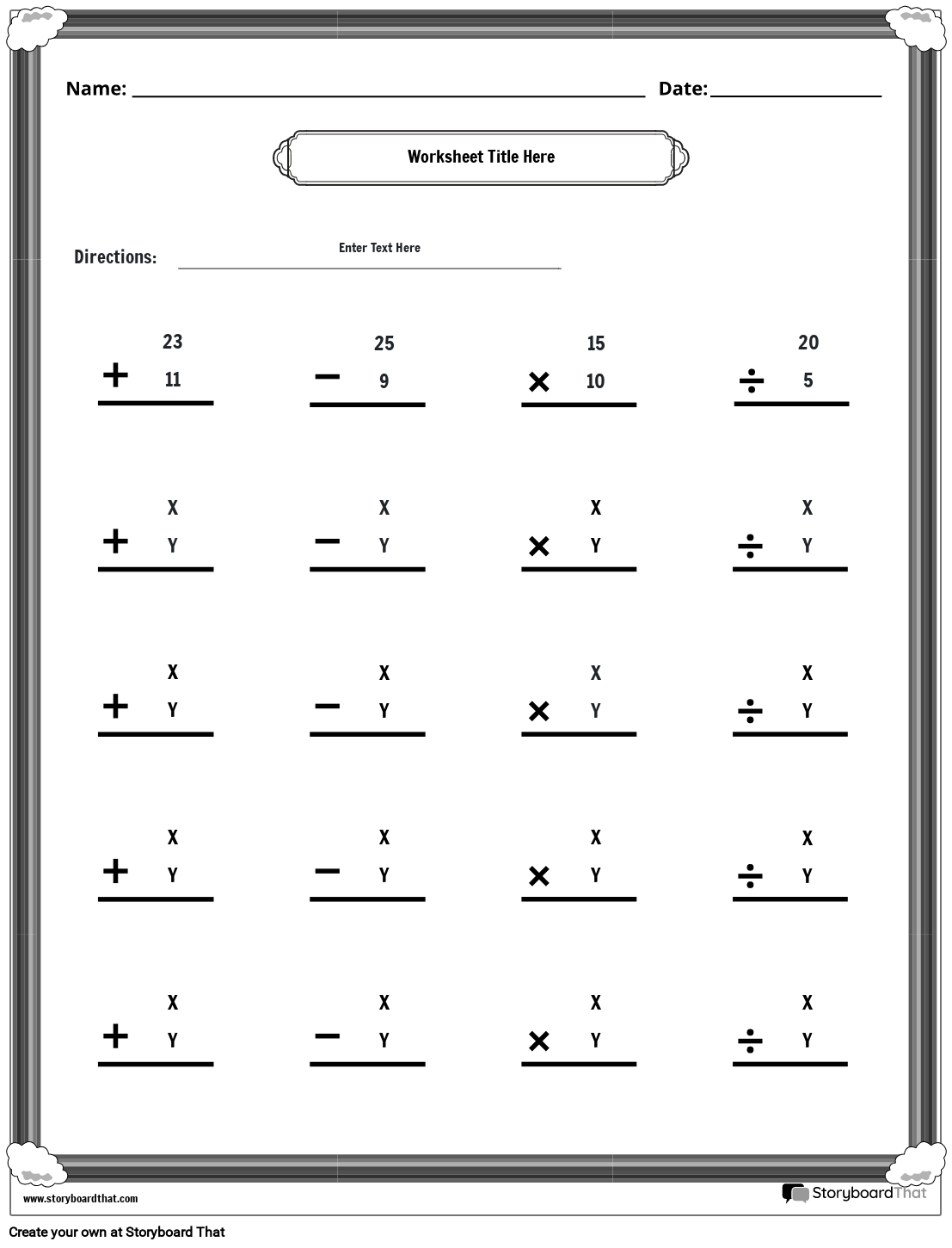 Storyboard That Free Mixed Operations Worksheets For Math