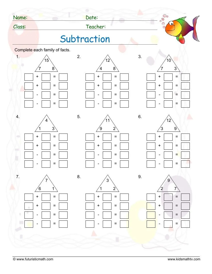 Subtraction Math Worksheets Pdf Printable Math Champions
