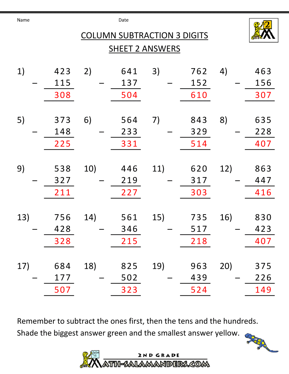 Math Worksheets Printables Answers