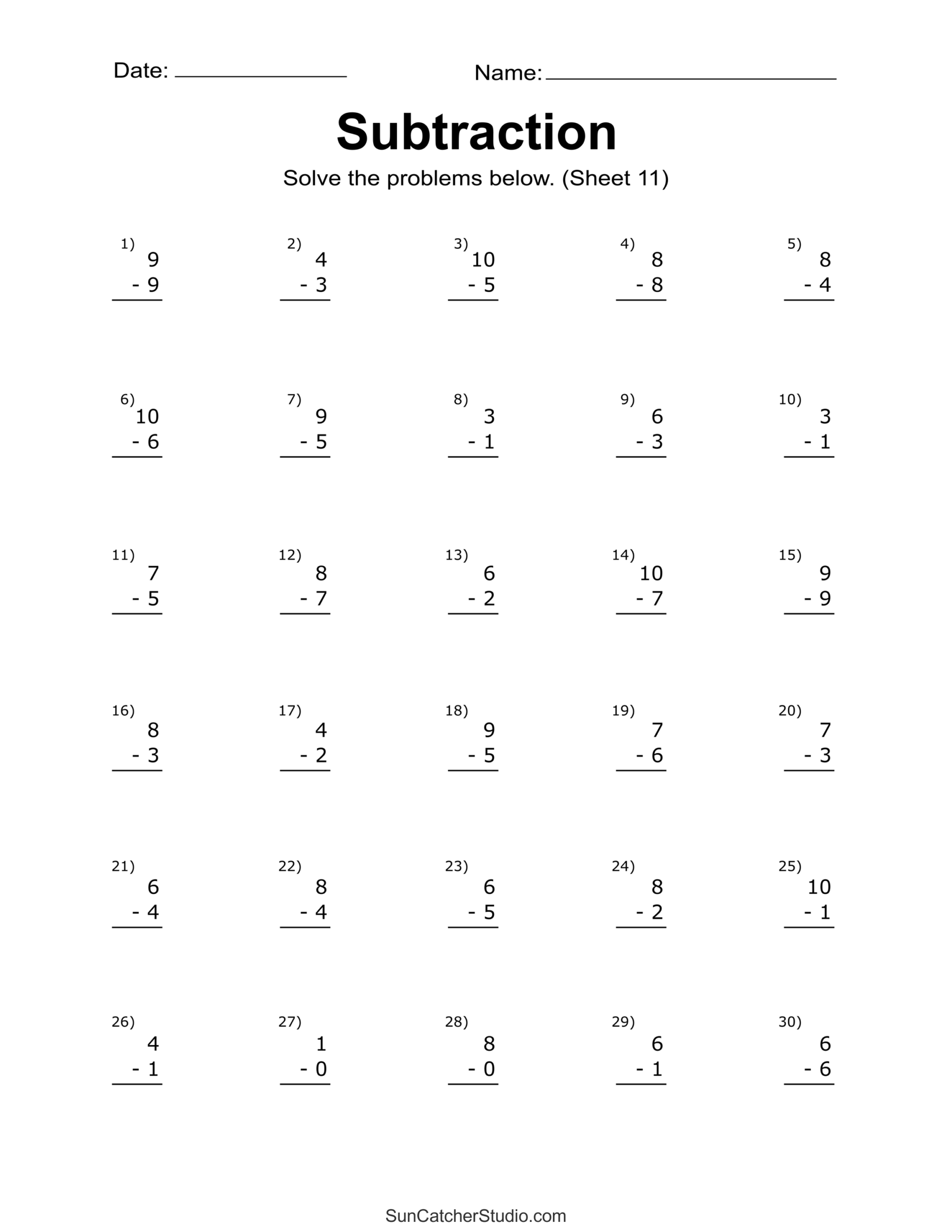 Subtraction Worksheets Free Printable Math Drills Free Printables Monograms Design Tools Patterns DIY Projects