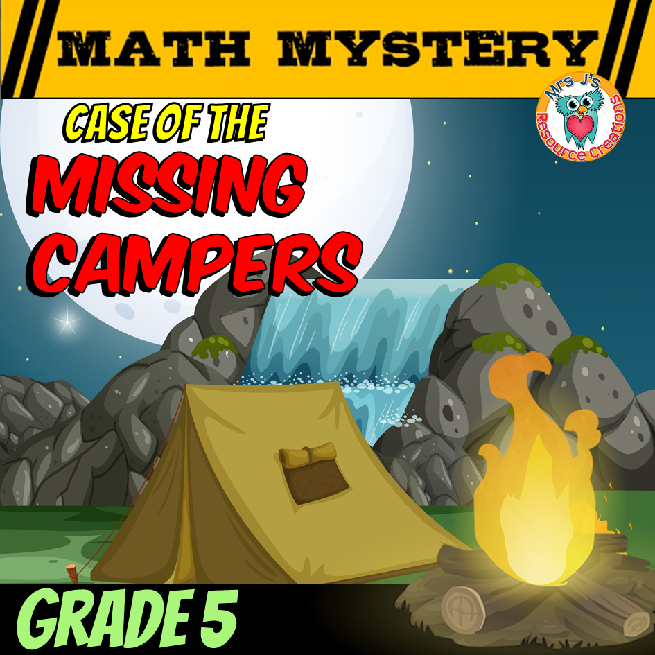 Summer Camp Math Mystery Printable Digital Worksheets 5th Grade Math Edition