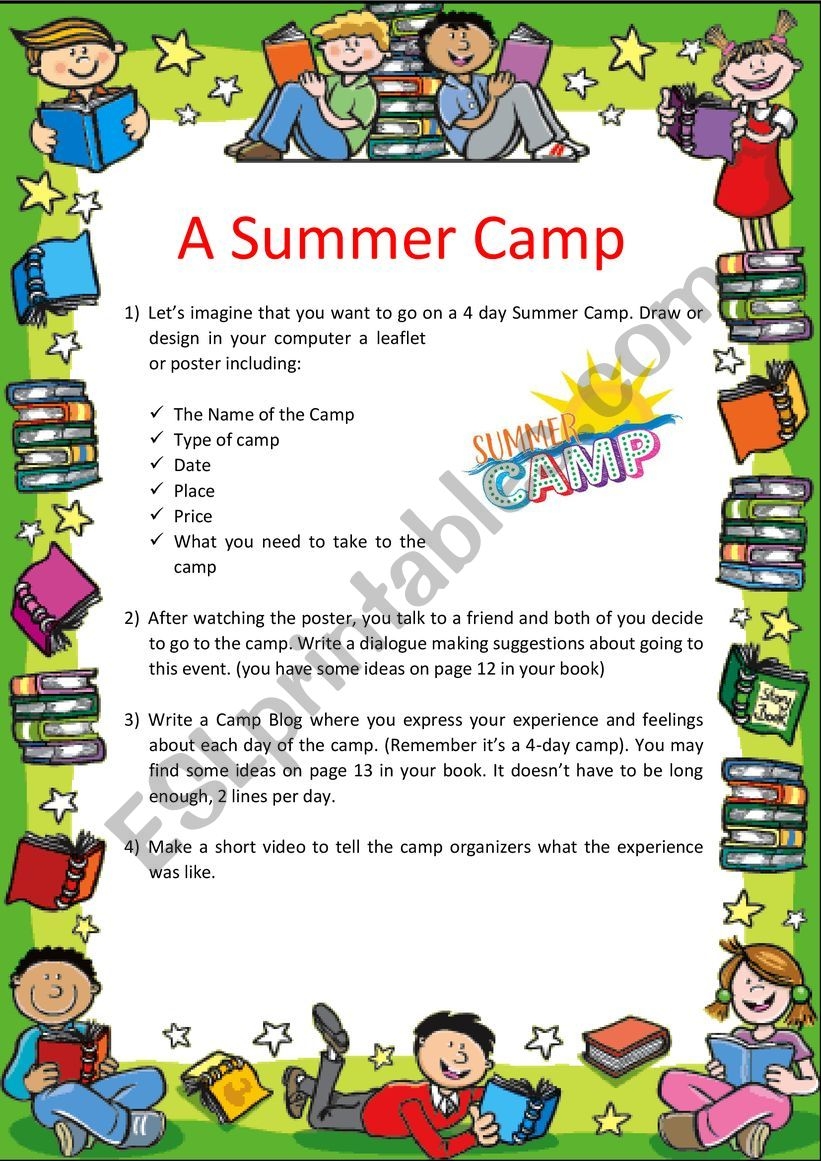 Summer Camp Project ESL Worksheet By 84leandrin