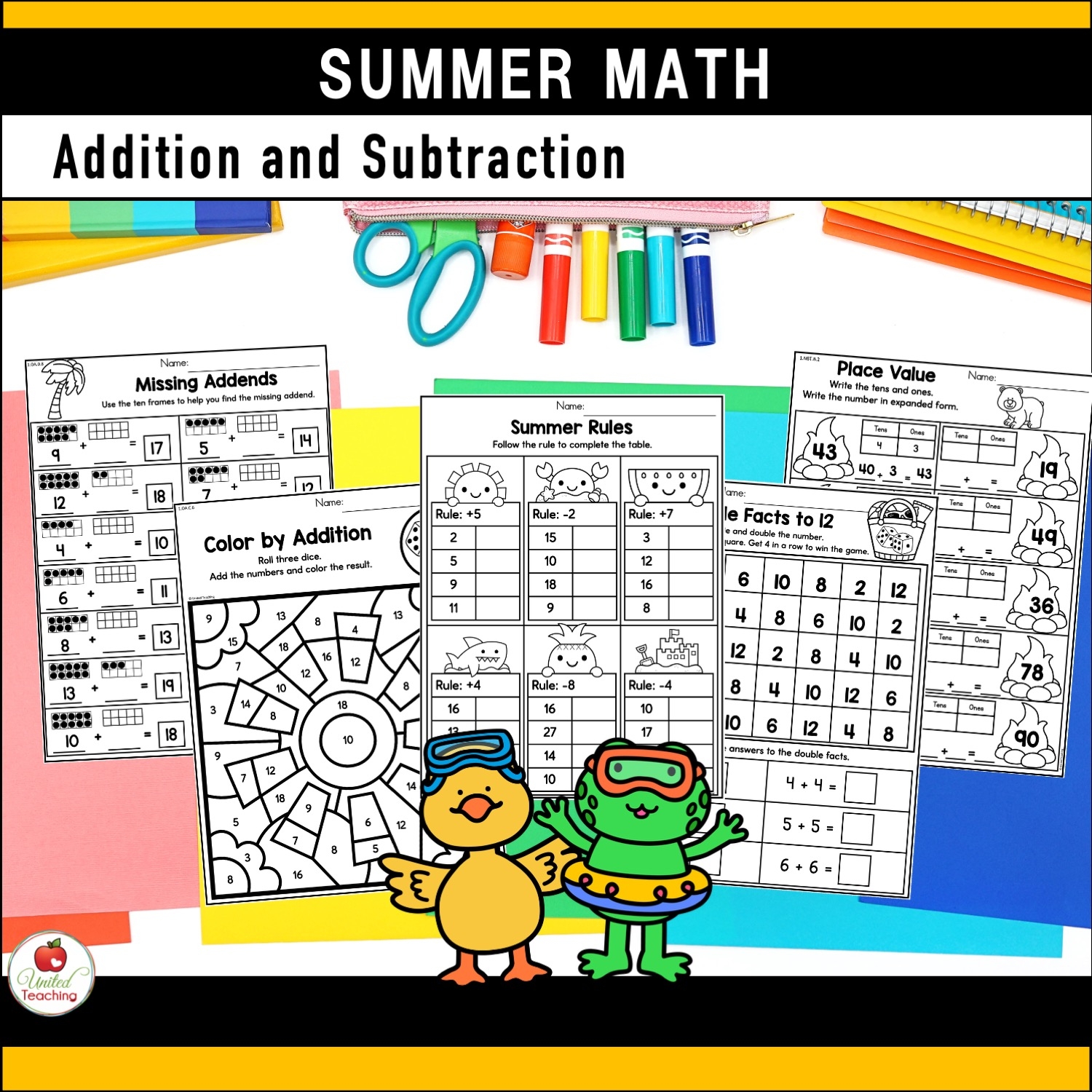 Summer Math Activities 1st Grade Packet United Teaching