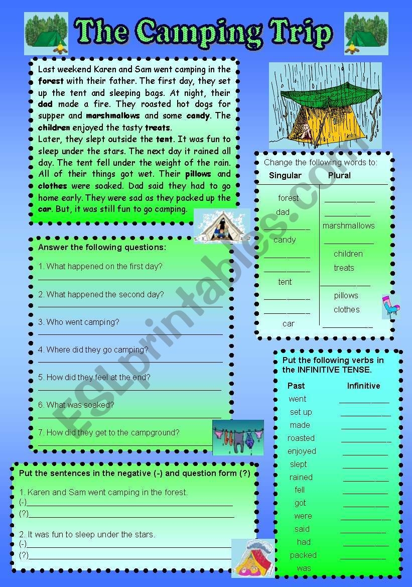 The Camping Trip ESL Worksheet By Mchretien