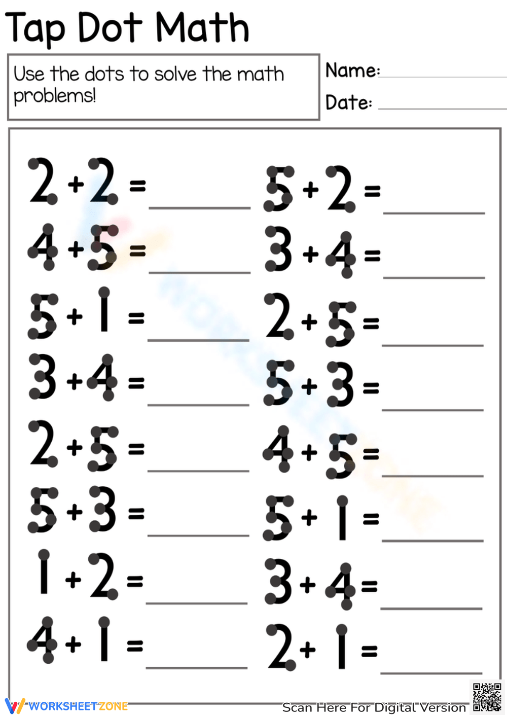 Touch Math Worksheets