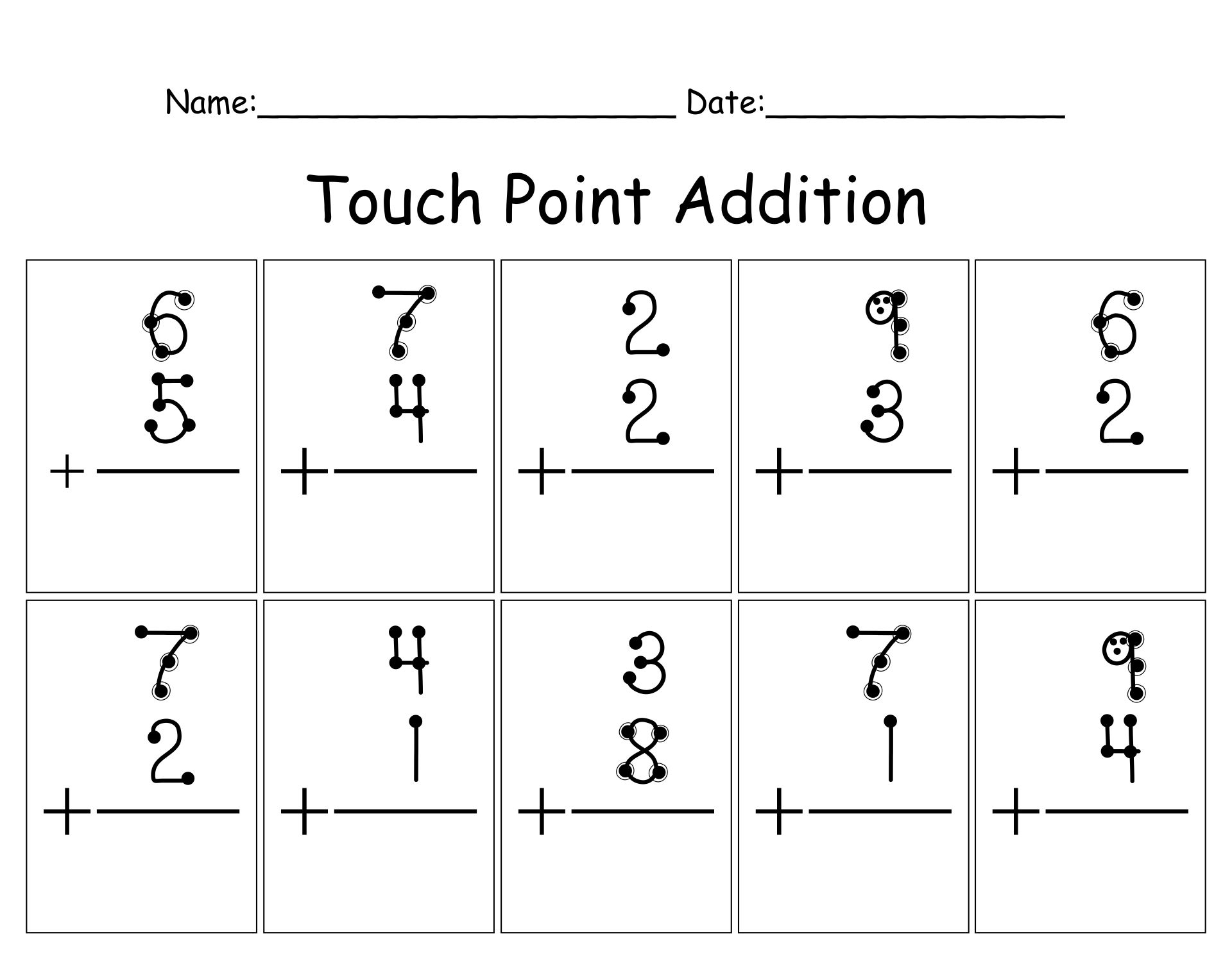 Touch Math Addition Worksheets Free Printable