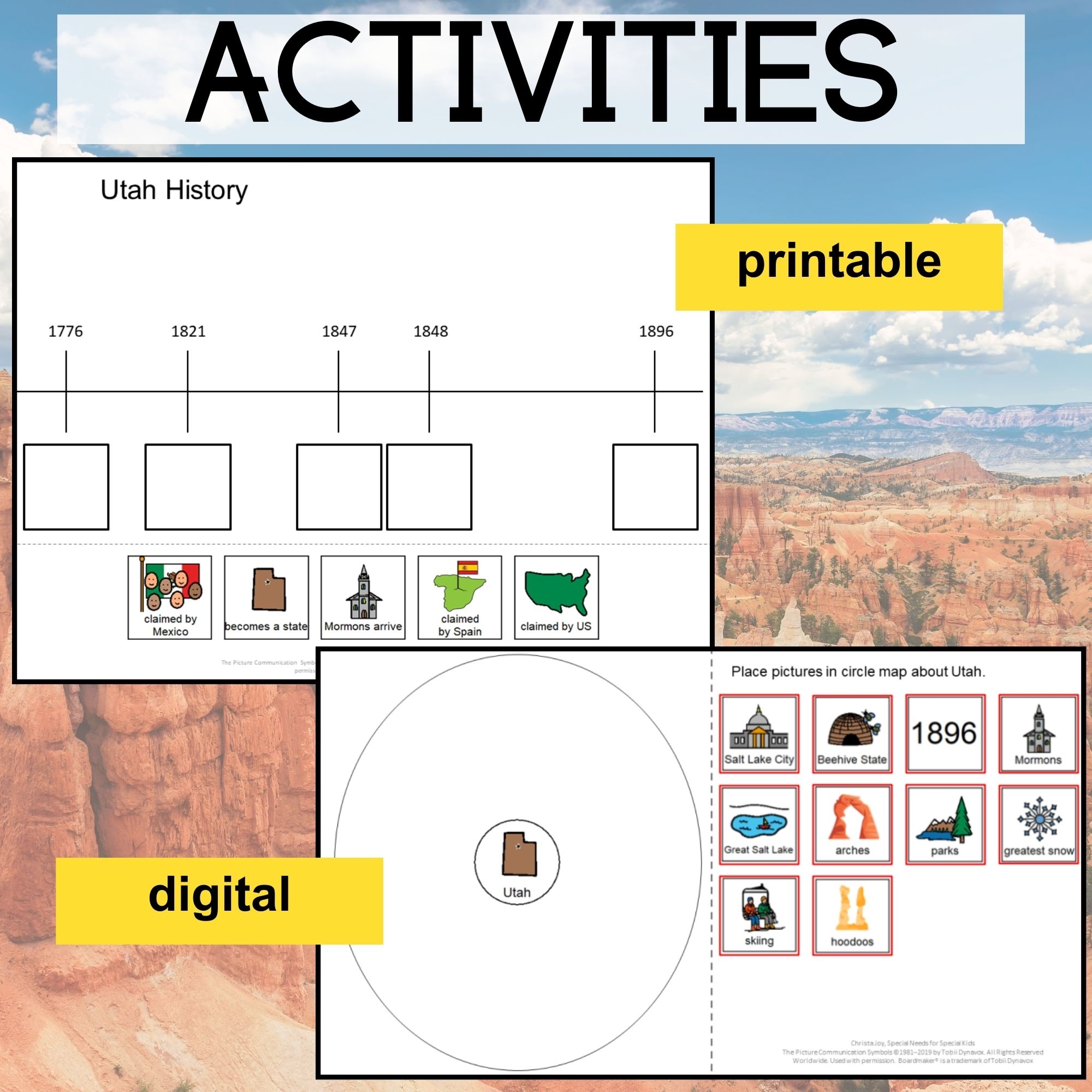 Utah State For Special Education PRINT And DIGITAL US States Geography Special Needs For Special Kids