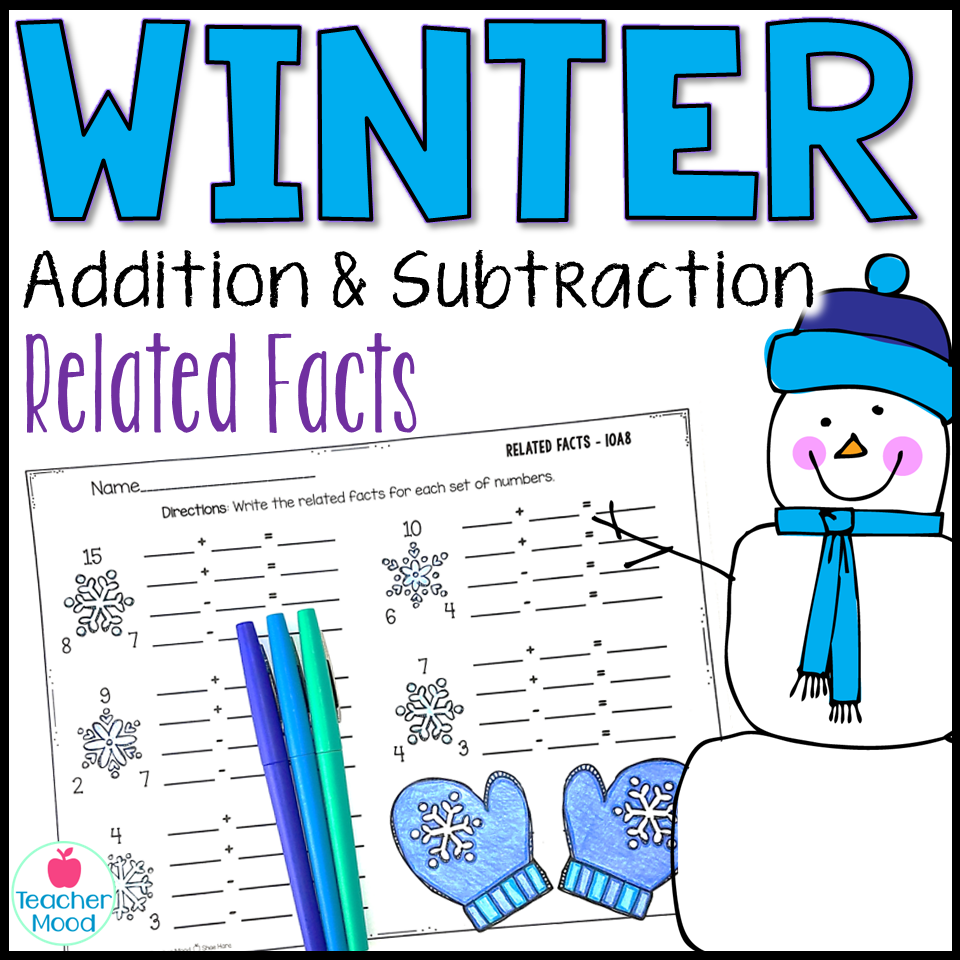 Winter Fact Families Addition And Subtraction January Math Worksheets Made By Teachers