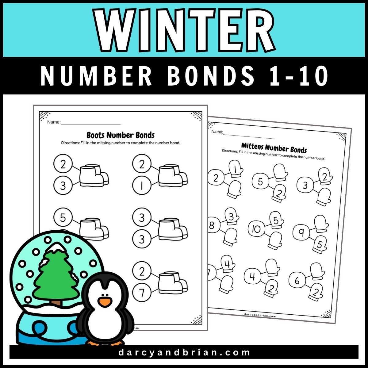 Winter Number Bonds 1 10 Worksheets Fun Math Practice For Kids