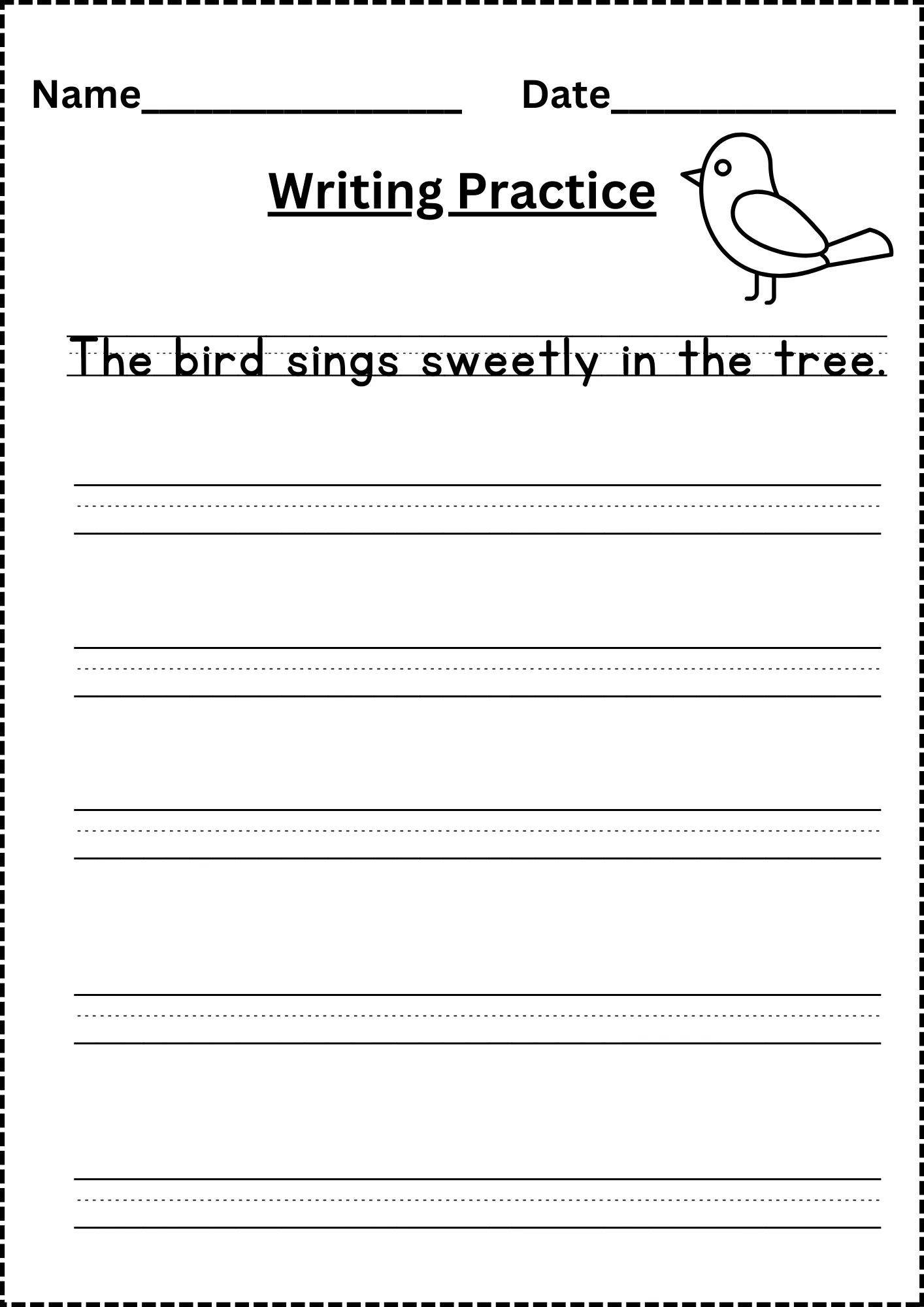 Writing Practice Worksheets Free 5 Pages 