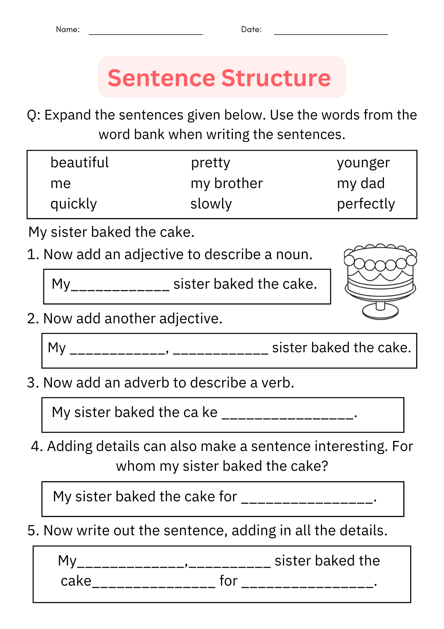 1st Grade Printable Worksheets Writing